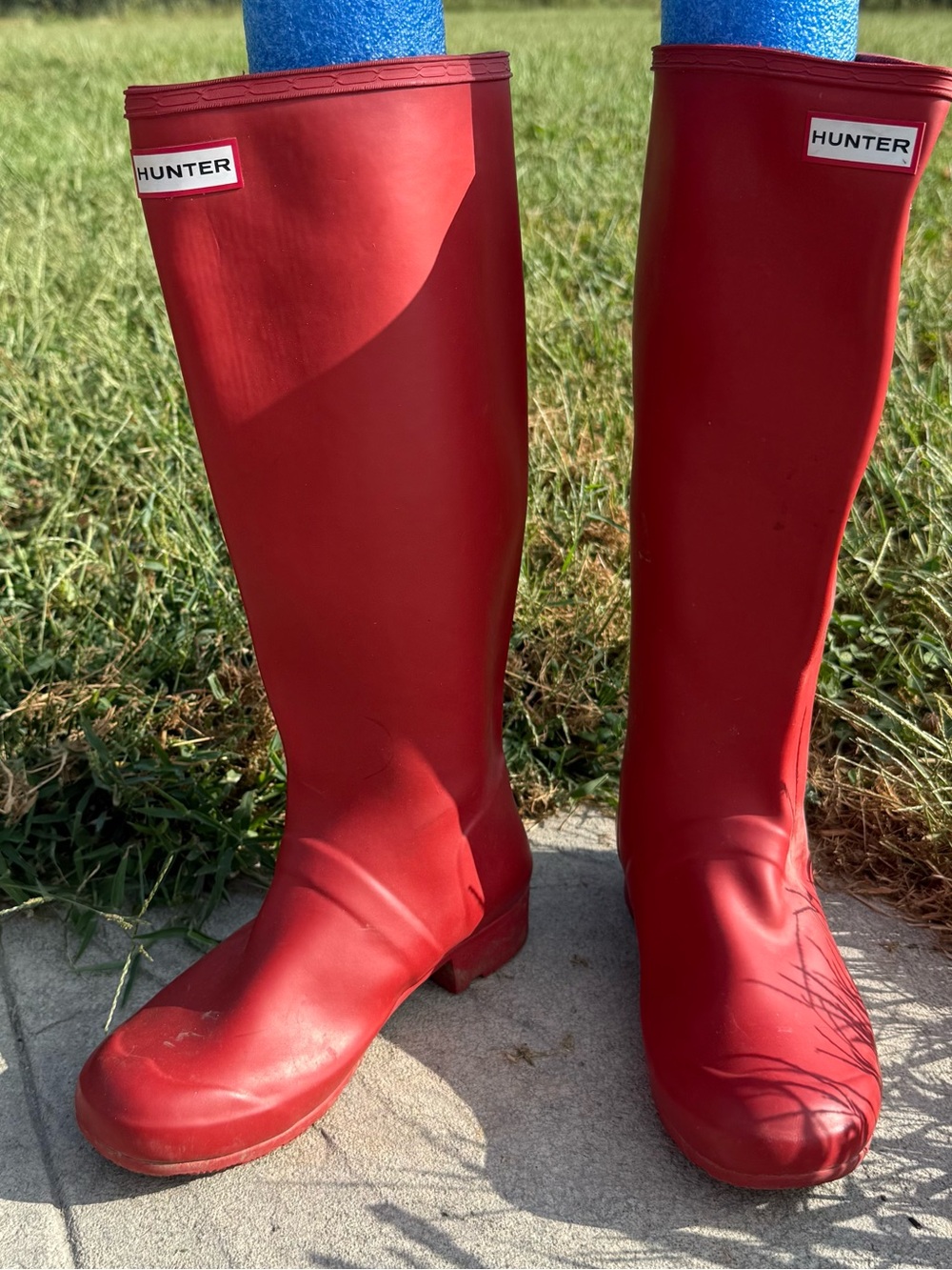 Hunter Original Tall Gloss Rain Boots Womens Size 8 Red Waterproof Buckle